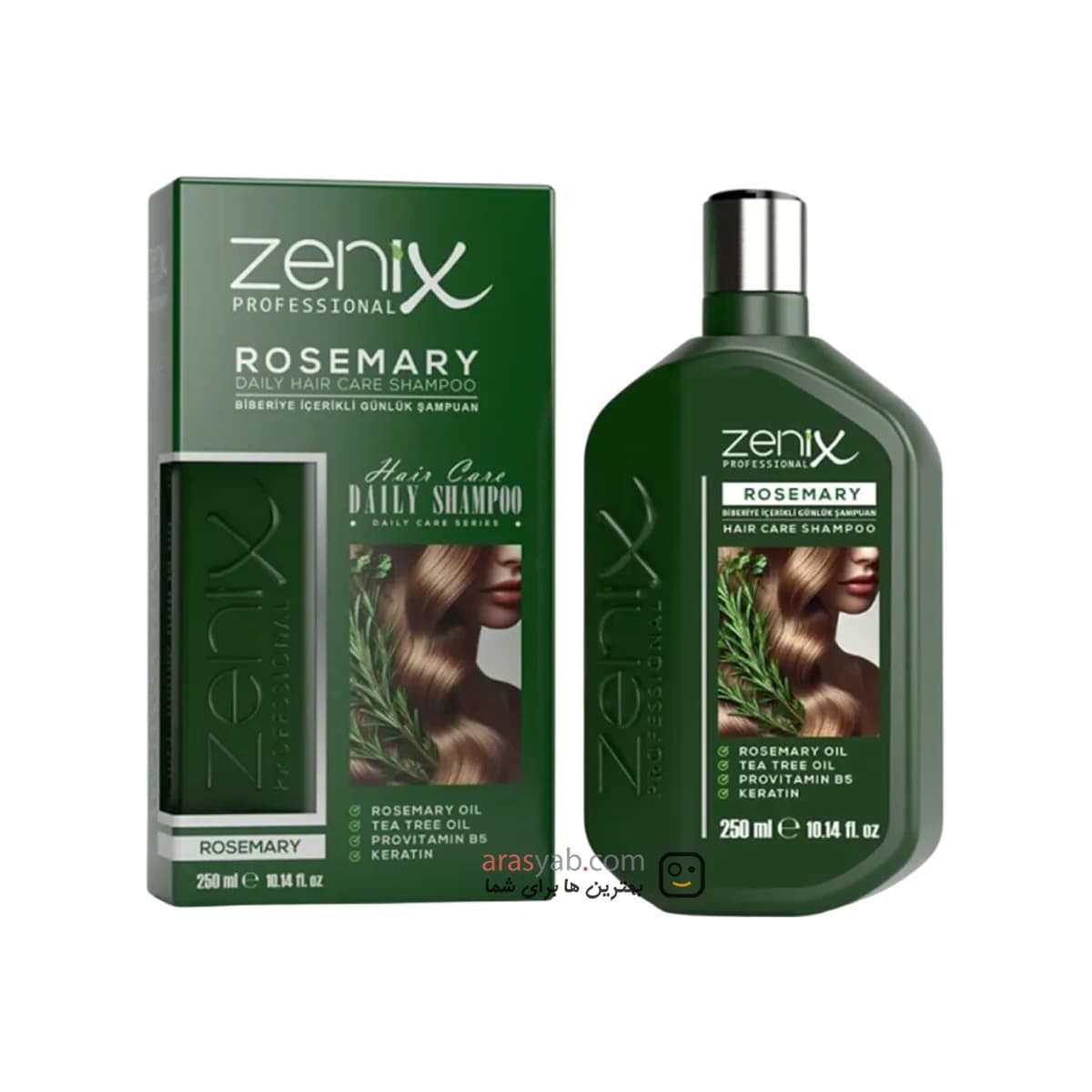 شامپو رزماری زنیکس Zenix ضدریزش، تغذیه کننده و کنترل چربی مو حجم 250 میل — تصویر ۲
