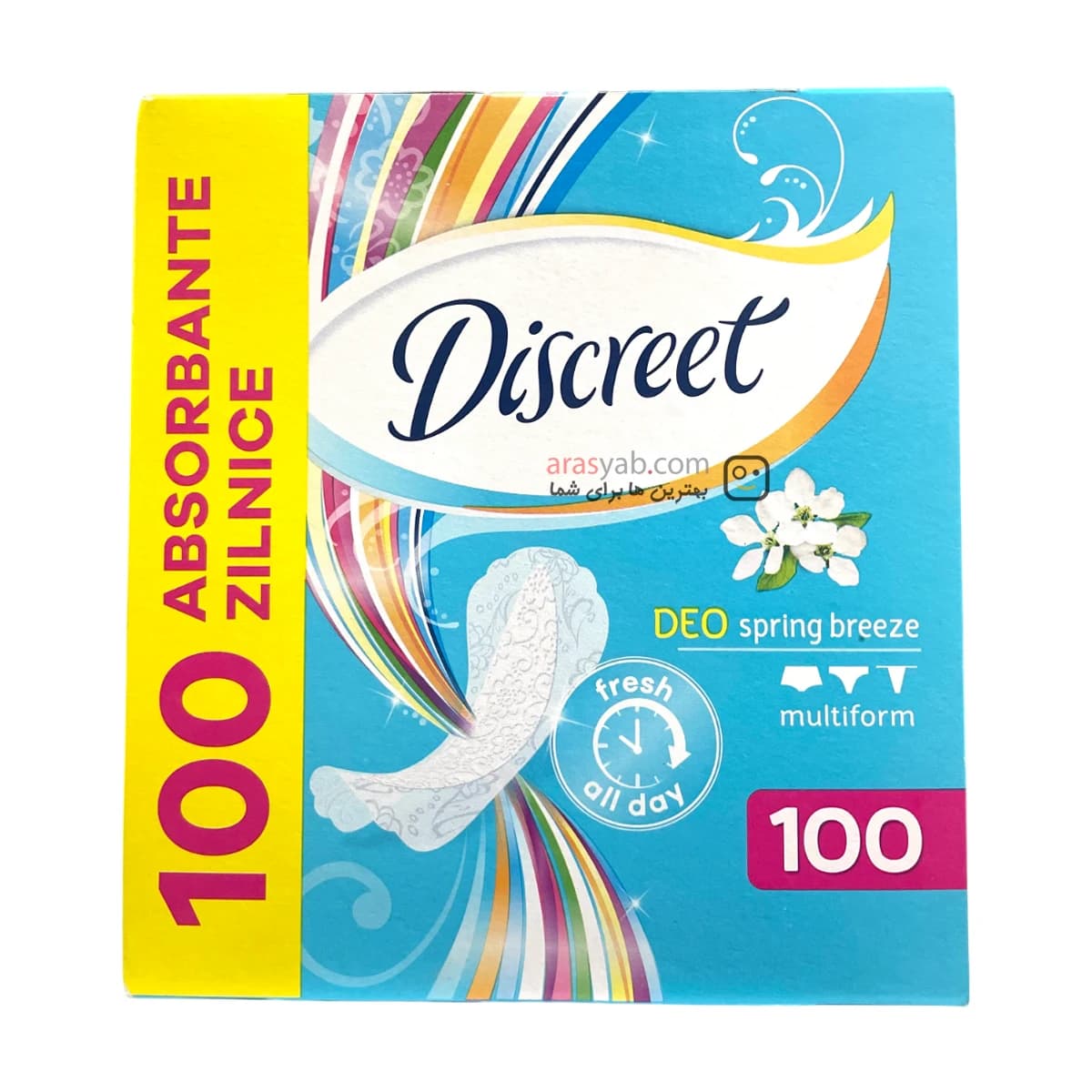 پد روزانه دیسکرت Discreet مدل مولتی فرم Multiform با رایحه نسیم بهاری بسته 100 عددی