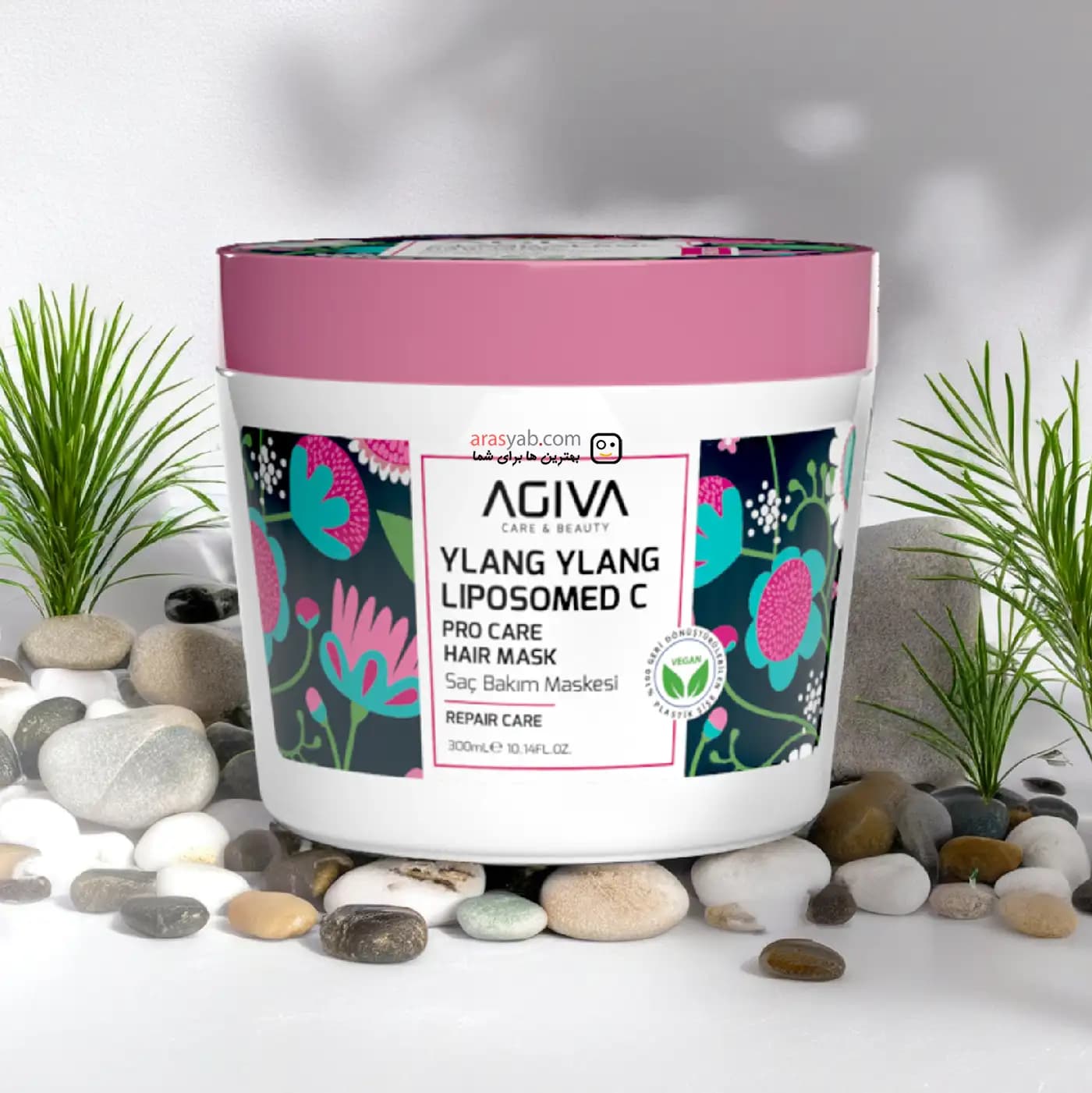 ماسک مو داخل حمام ترمیم کننده مو آگیوا Agiva حاوی روغن آرگان و کراتین گیاهی حجم 300 میل — تصویر ۳