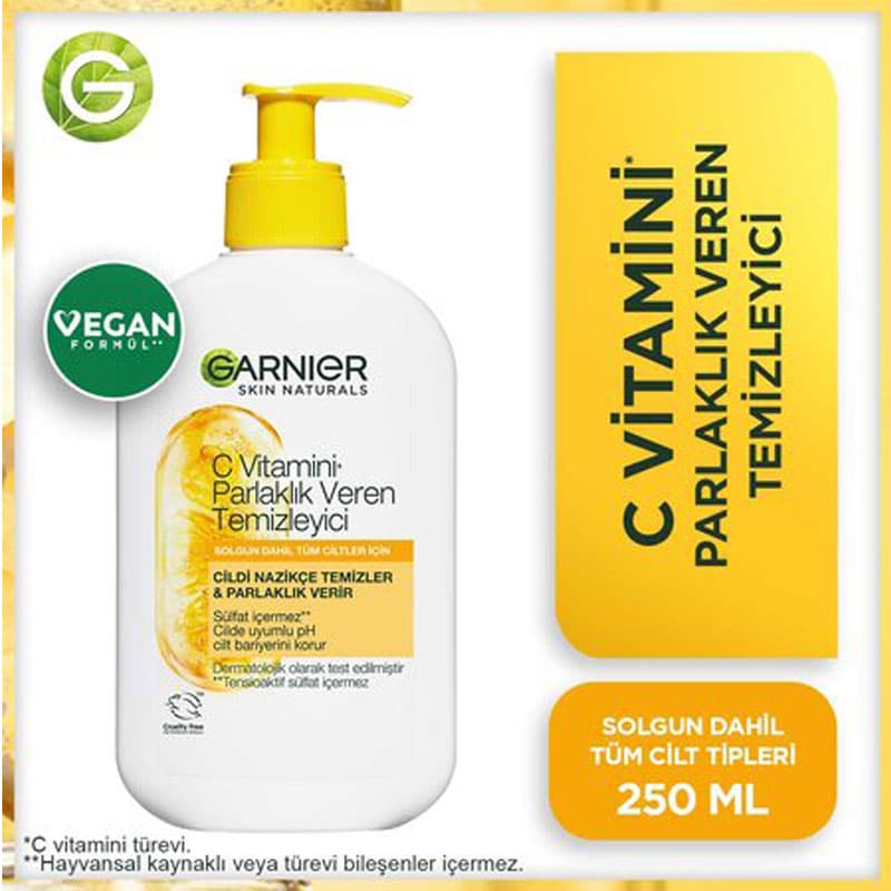 ژل شستشوی ویتامین سی گارنیر پاک کننده و روشن کننده پوست 250 میل Garnier