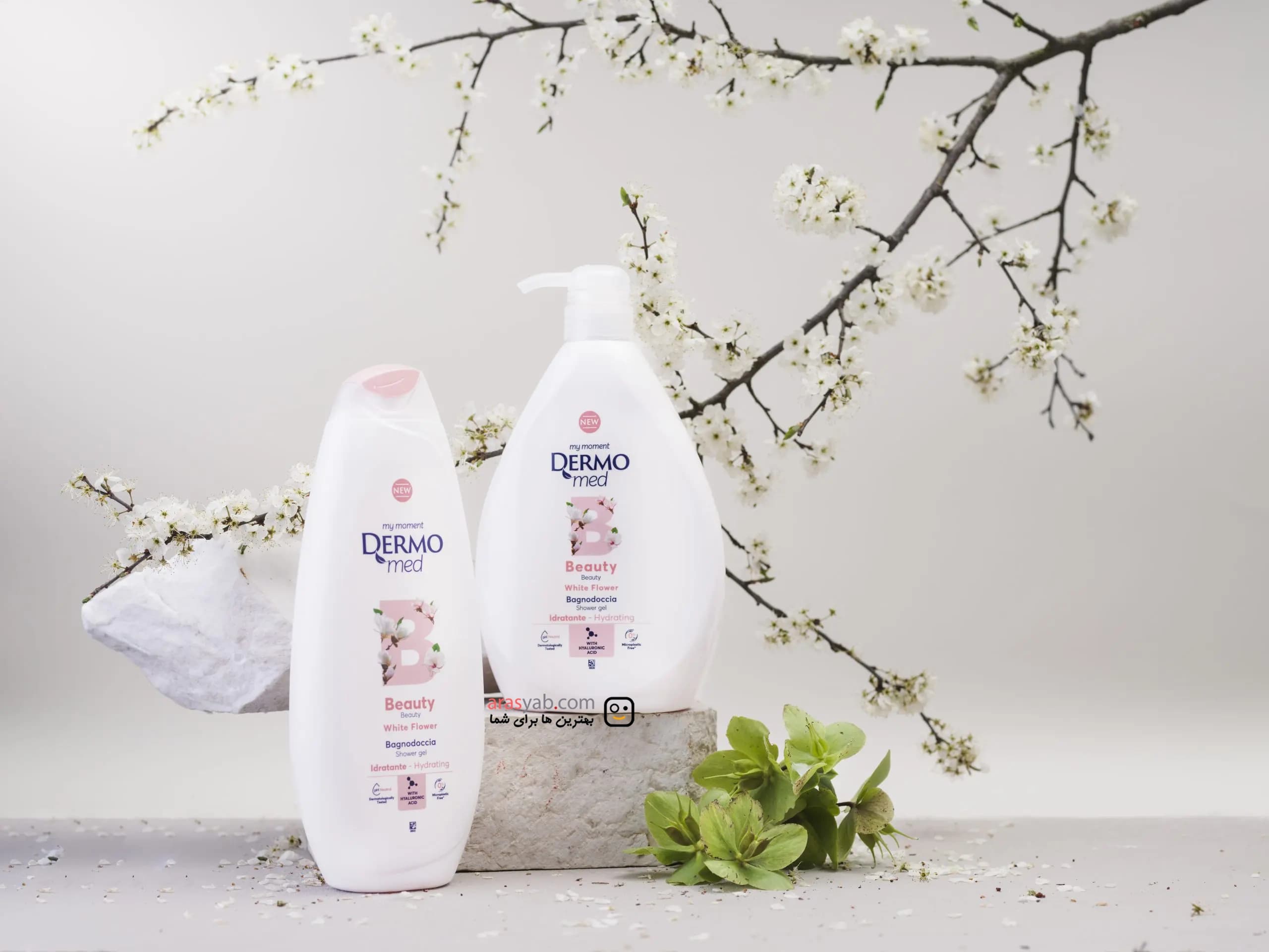 شامپو بدن درمومد با رایحه گل سفید White Flower سری بیوتی Beauty حجم 1 لیتر — تصویر ۳