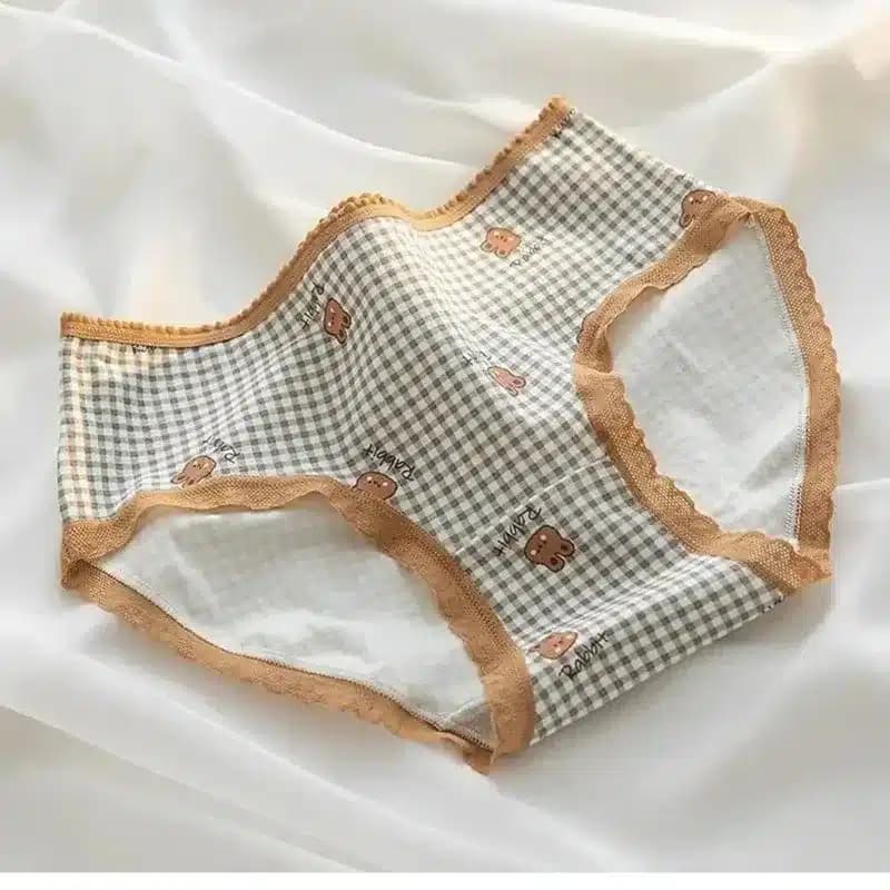 شورت عروسکی نخ پنبه زنانه طرح خرگوش قهوه‌ای با فاق دو لایه