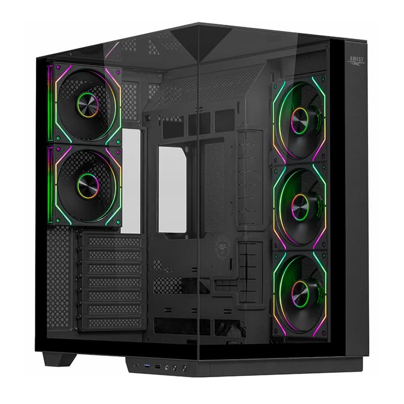 کیس کامپیوتر گیمینگ اوست مدل Awest AQ5 TG Black — تصویر ۶