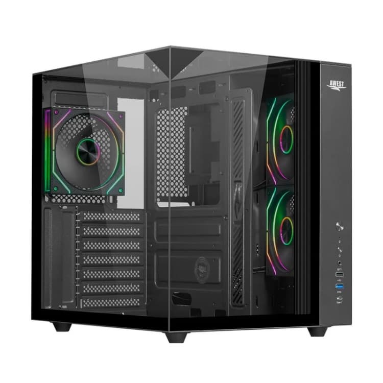 کیس کامپیوتر گیمینگ اوست مدلAWEST AQ15 TG B — تصویر ۲