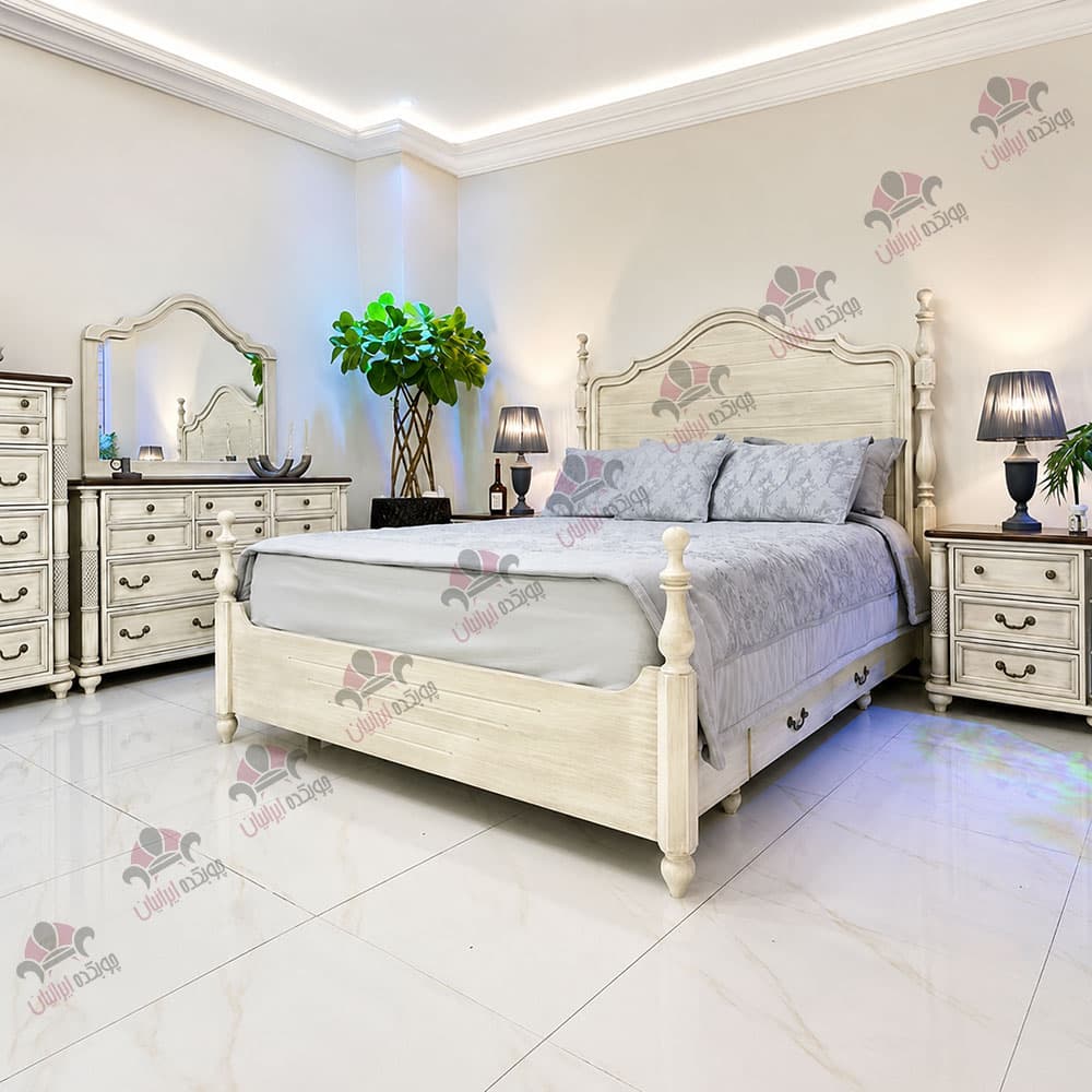 سرویس خواب دو نفره چوبی مدل لارا