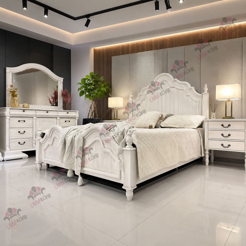 سرویس خواب دو نفره چوبی مدل ویکتوریا