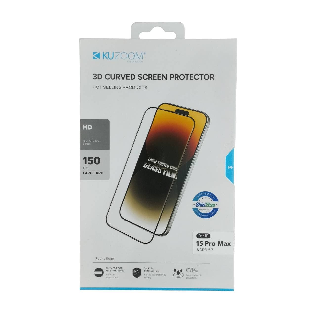 محافظ صفحه نمایش آیفون (گلس) کوزوم Kuzoom HD برای آیفون 15Promax
