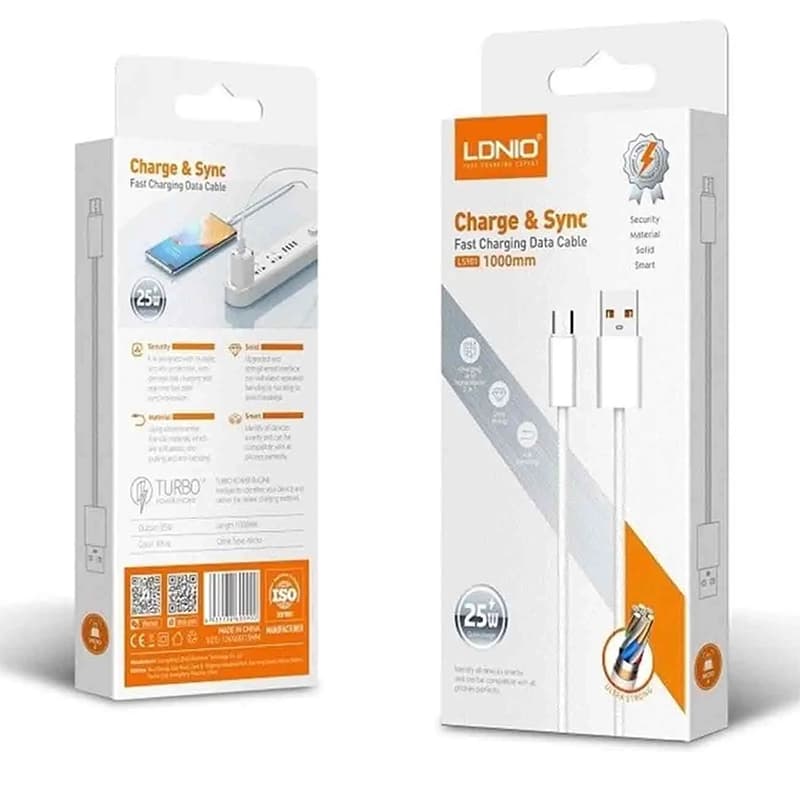 کابل فست شارژ میکرو الدینیو مدل LS901 طول 1 متر — تصویر ۱۱