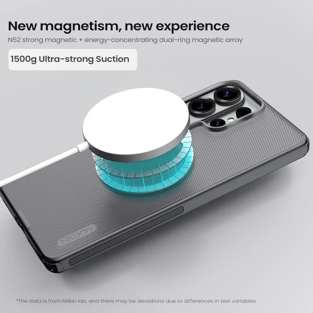 قاب ضدضربه دودی مگنتی Galaxy S26 Ultra مارک نیلکین مدل Super Frosted Shield Pro Clear Magnetic — تصویر ۹