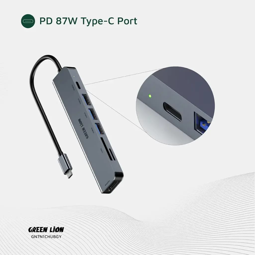 هاب USB-C هفت‌کاره گرین لاین GN7N1CHUBGY — تصویر ۴
