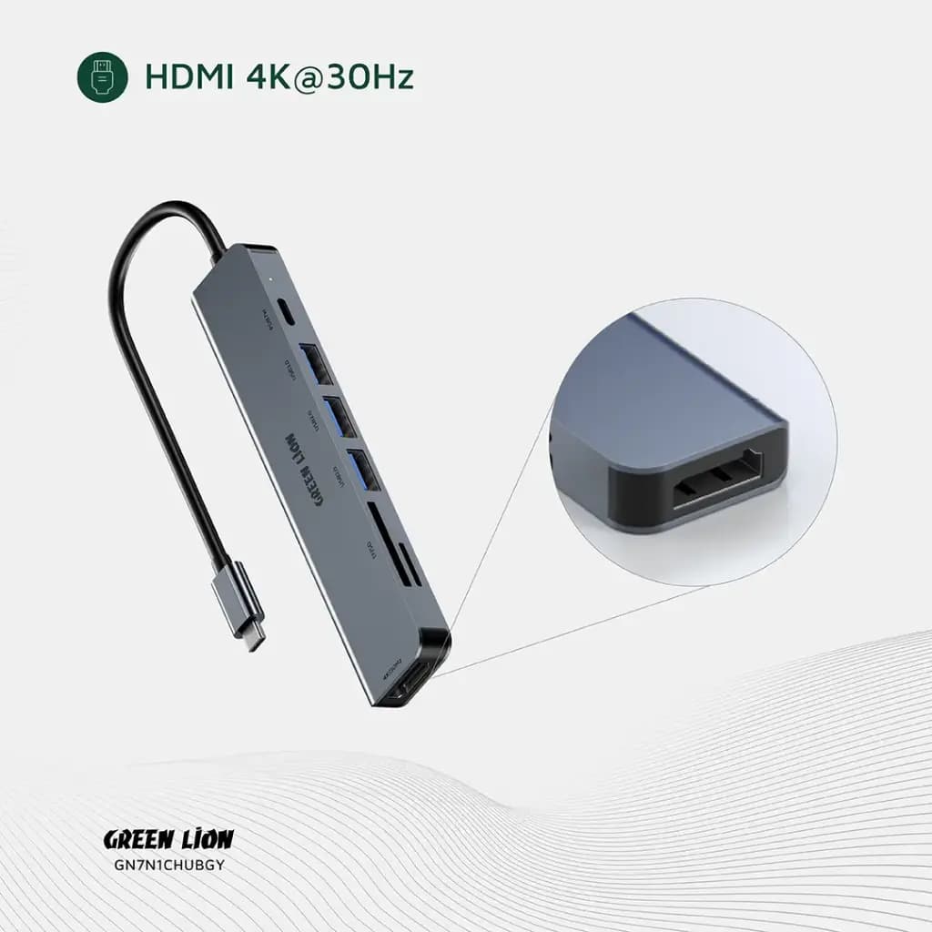 هاب USB-C هفت‌کاره گرین لاین GN7N1CHUBGY — تصویر ۵