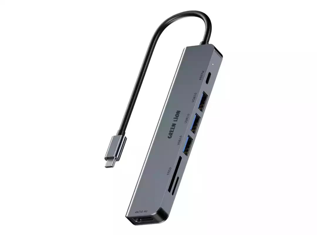 هاب USB-C هفت‌کاره گرین لاین GN7N1CHUBGY — تصویر ۹