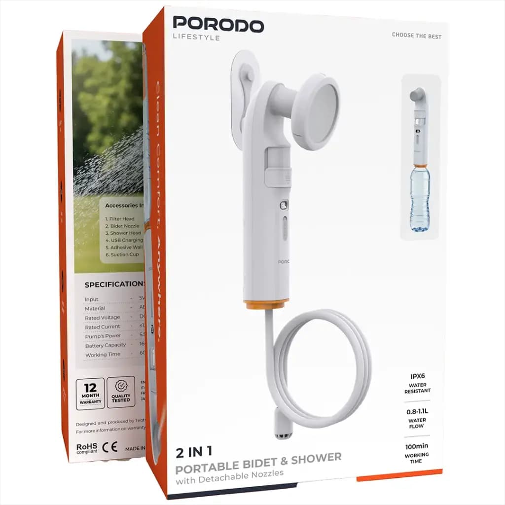 بیده و دوش دستی قابل حمل پرودو مدل PDLFSTPB55WH با نازلهای جداشونده — تصویر ۷