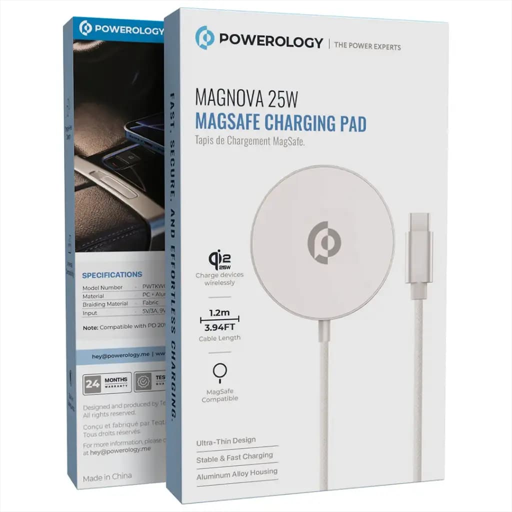 پد شارژ بی‌سیم مگ‌سیف 25 وات پاورولوژی Magnova مدل PWTKWC068SL — تصویر ۳