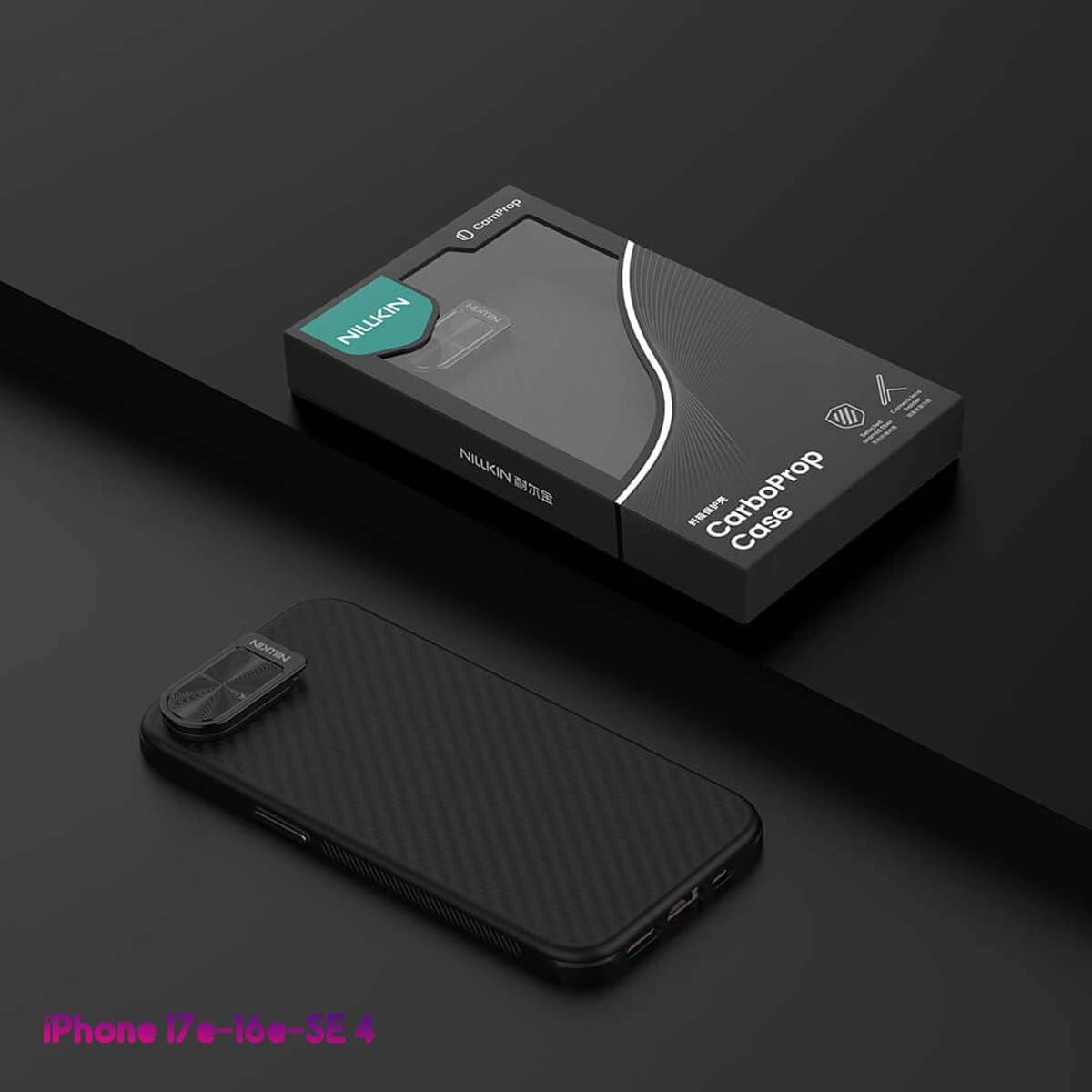 گارد مگنتی کربنی کمرا استند فلزی iPhone 16e مارک نیلکین مدل CarboProp — تصویر ۵