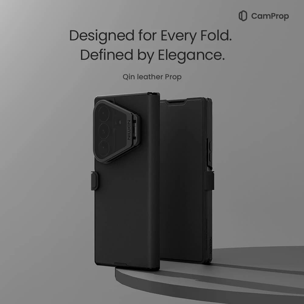 کیف مگنتی چرمی Galaxy Z Fold 8 Ultra با درب مگنتی و محافظ دوربین استند دار مارک نیلکین مدل Qin Prop — تصویر ۱۲
