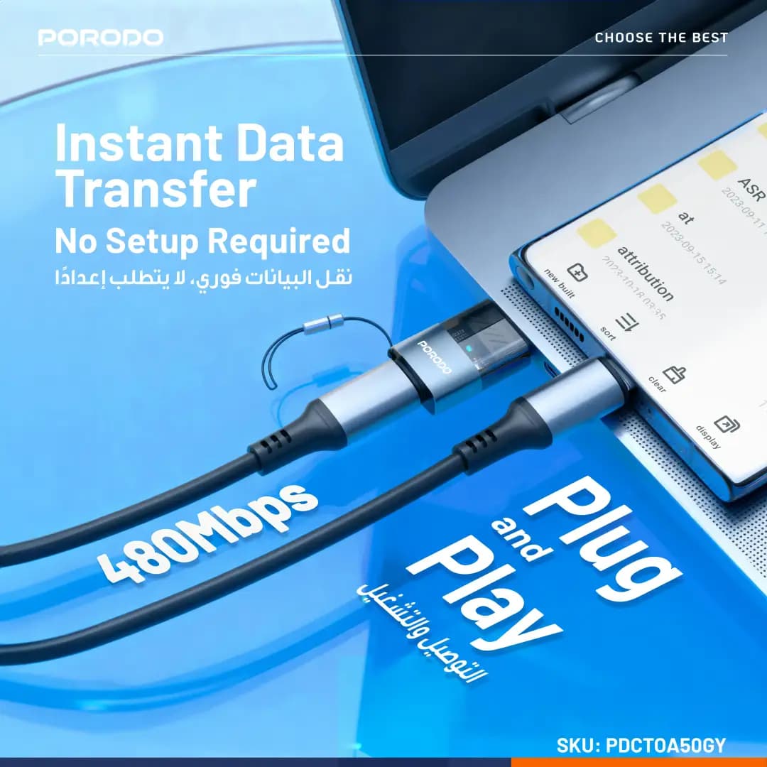مبدل OTG پرودو MiniLink USB-C به USB-A خاکستری PDCTOA50GY — تصویر ۴
