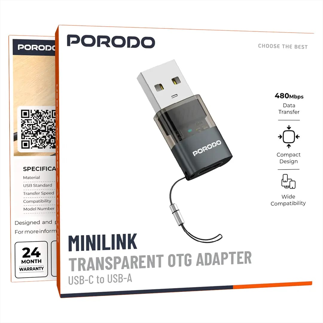 مبدل OTG پرودو MiniLink USB-C به USB-A خاکستری PDCTOA50GY — تصویر ۱۱