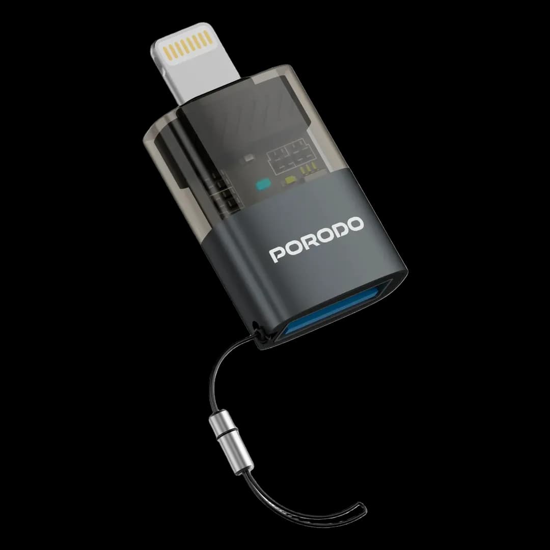 مبدل OTG پرودو MiniLink شفاف USB-A به Lightning خاکستری PDATOL50GY