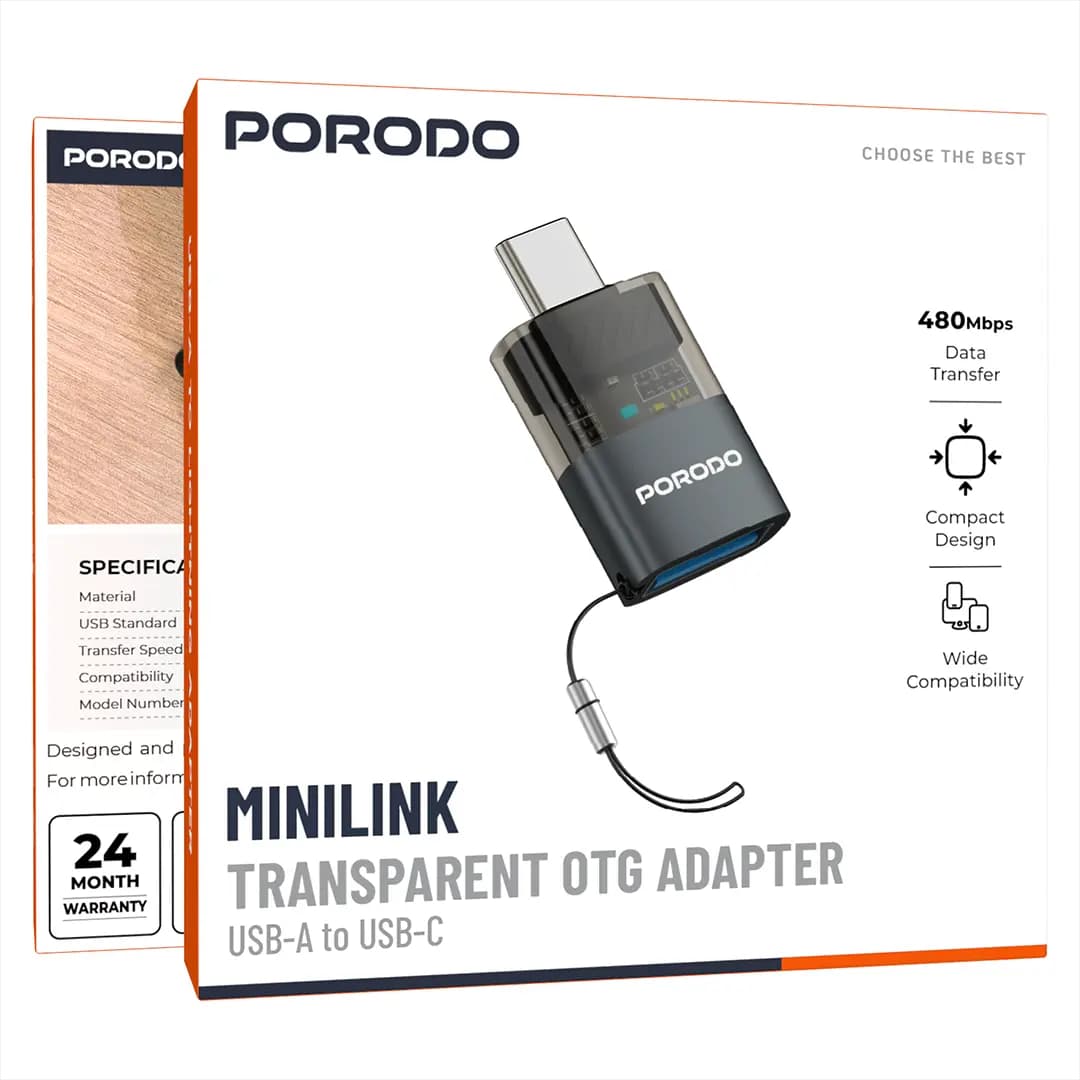مبدل OTG پرودو MiniLink USB-A به USB-C رنگ خاکستری PDATOC50GY — تصویر ۶