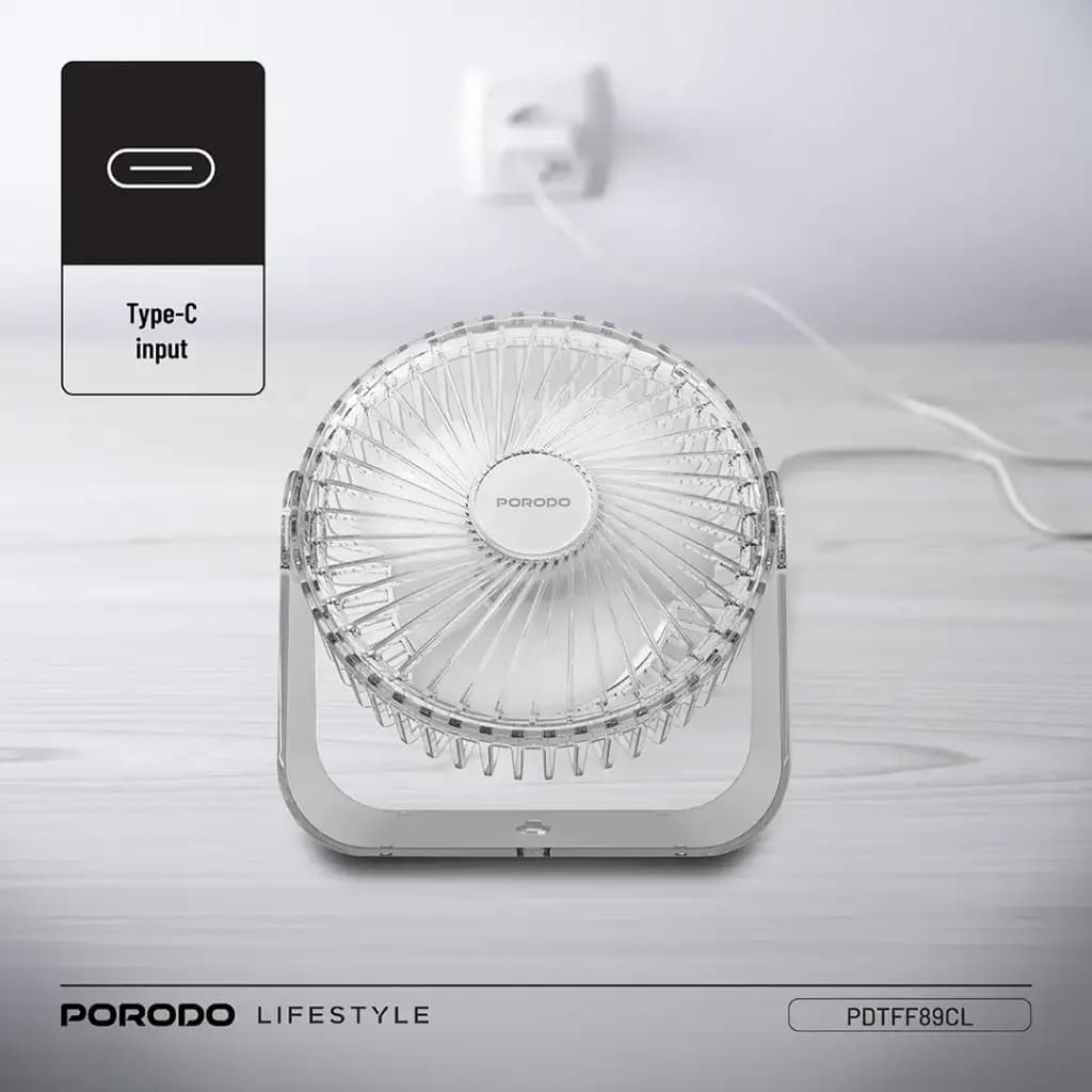 پنکه شارژی شفاف پورودو Lifestyle Portable Transparent Cooling Fan مدل PDTFF89CL — تصویر ۴