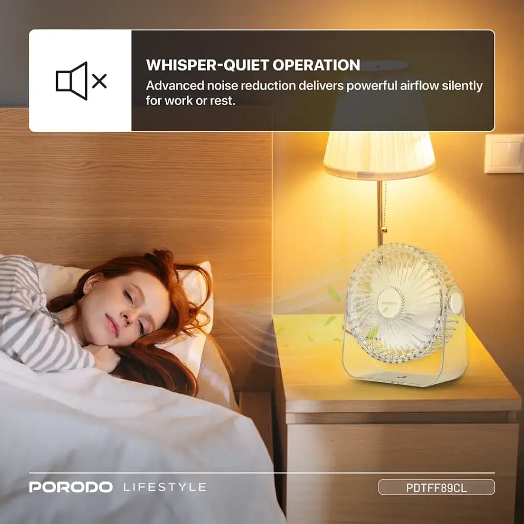 پنکه شارژی شفاف پورودو Lifestyle Portable Transparent Cooling Fan مدل PDTFF89CL — تصویر ۶