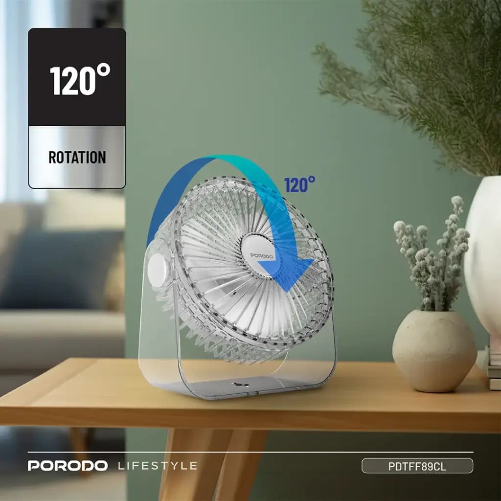 پنکه شارژی شفاف پورودو Lifestyle Portable Transparent Cooling Fan مدل PDTFF89CL — تصویر ۸