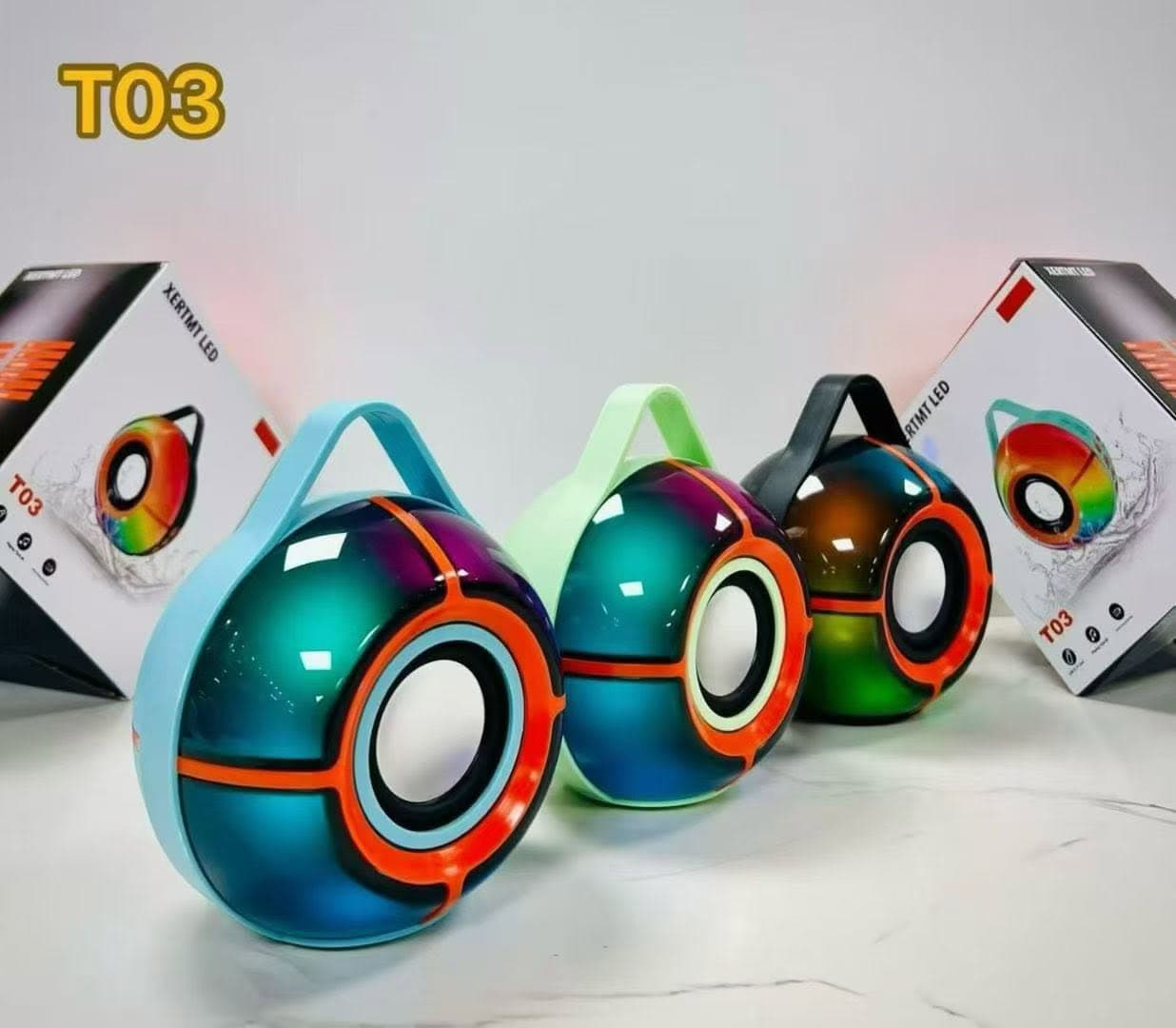 اسپیکر بلوتوثی قابل حمل XERTMT T03 با نورپردازی LED و توان 8 وات — تصویر ۱۰