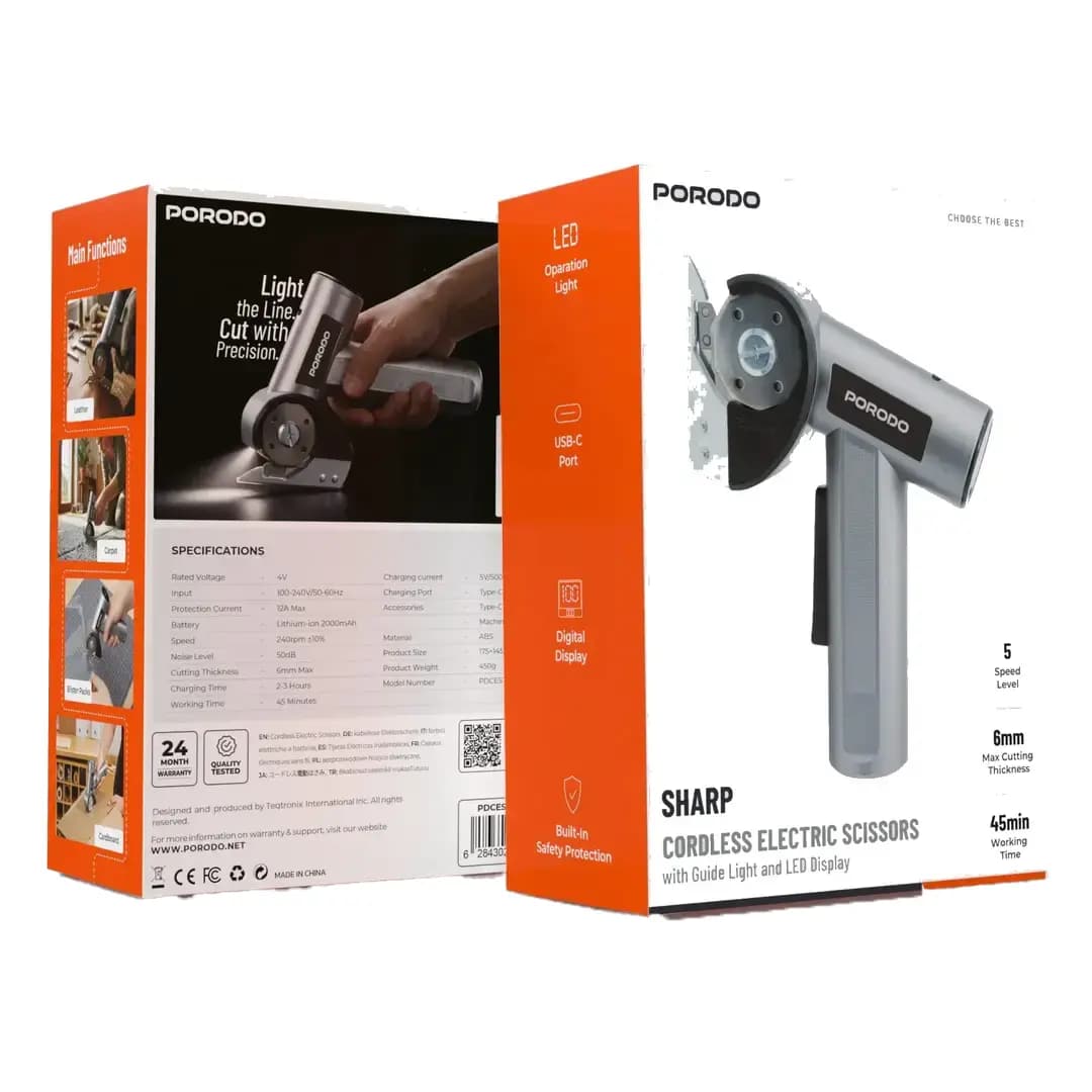 قیچی برقی شارژی پرودو Sharp با چراغ راهنما و نمایشگر LED مدل PDCESTY008GY — تصویر ۷
