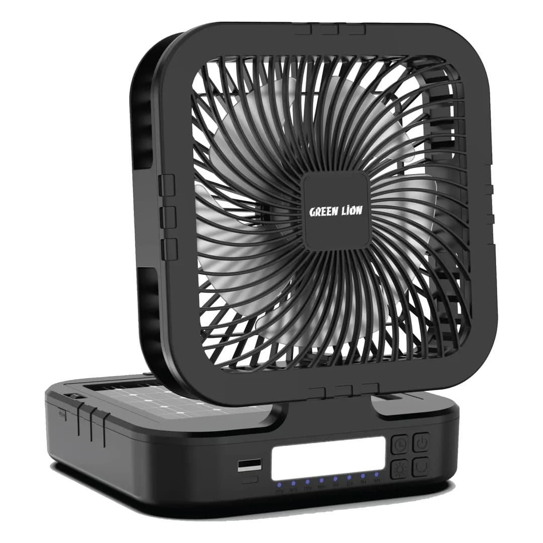 پنکه خورشیدی گرین لاین Solar Trio با چراغ LED و پاوربانک مدل GNPF24SOLFNBK