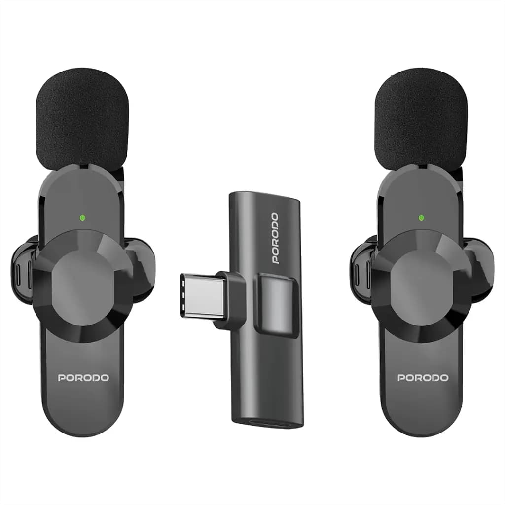 میکروفون یقهای بیسیم دوگانه پرودو Audix Pro با گیرنده Type-C و Lightning مدل PDLAMPHF3BK — تصویر ۵