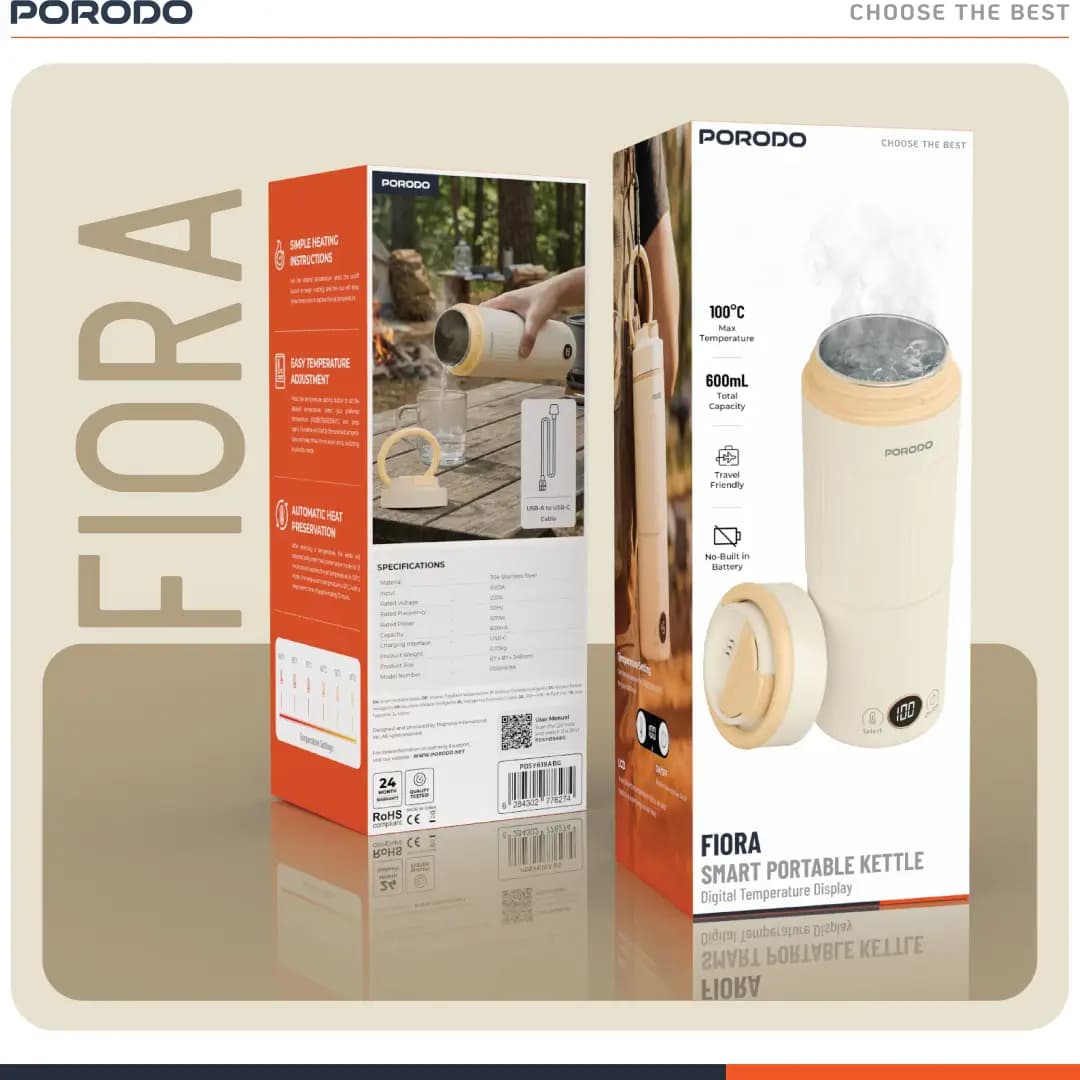 کتری هوشمند قابل حمل پرودو Flora با نمایشگر دما مدل PDSY619ABG — تصویر ۳