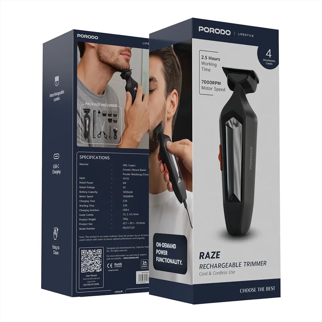 ماشین اصلاح شارژی پرودو Lifestyle Raze مدل PDLFSTJ20BK — تصویر ۸