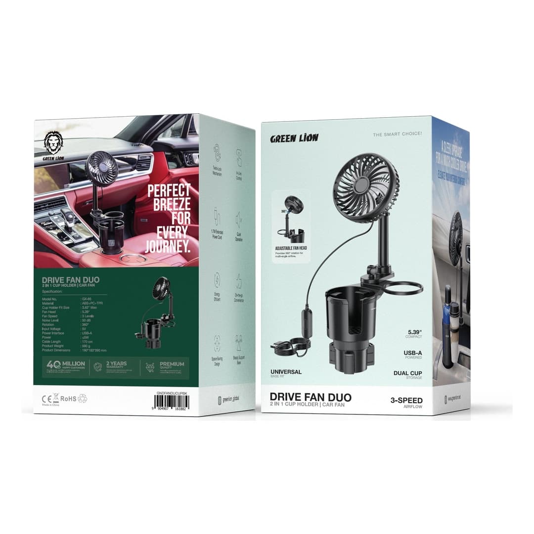 هولدر لیوان و پنکه خودرو گرین لاین Drive Fan Duo مدل GNDFANDUCUPBK — تصویر ۵