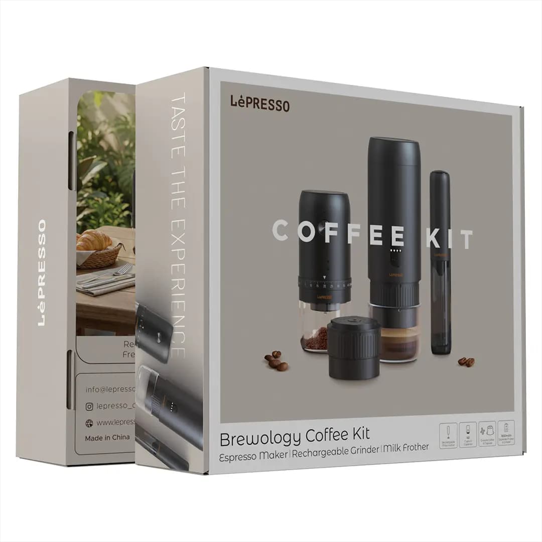 کیت قهوه‌ساز لپرسو Brewology اسپرسوساز، آسیاب شارژی و همزن شیر مدل LPCFFBCK0023BK — تصویر ۷