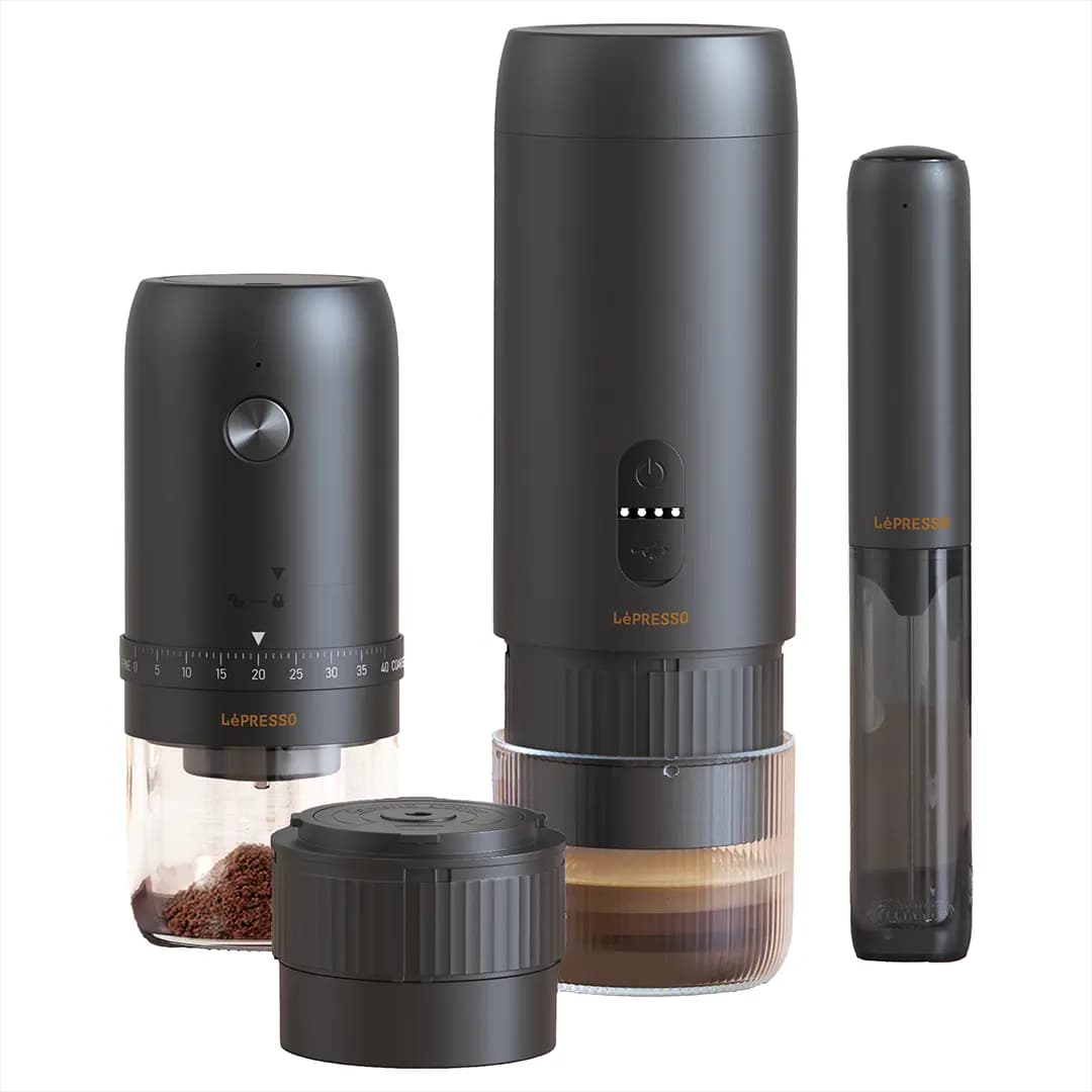 کیت قهوه‌ساز لپرسو Brewology اسپرسوساز، آسیاب شارژی و همزن شیر مدل LPCFFBCK0023BK — تصویر ۸