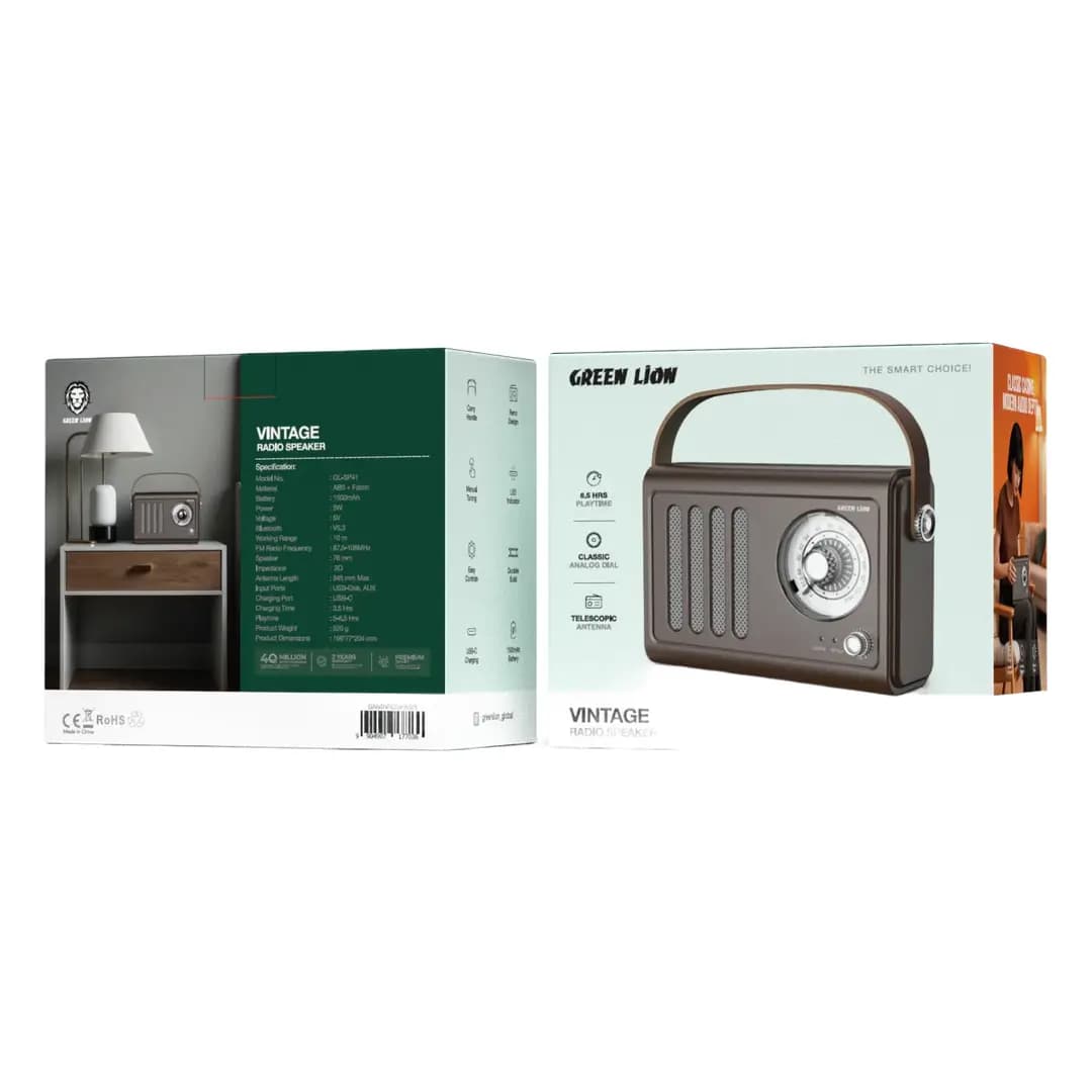 اسپیکر رادیویی کلاسیک گرین لاین مدل Vintage Radio Speaker GNVINRDSPKBR — تصویر ۵
