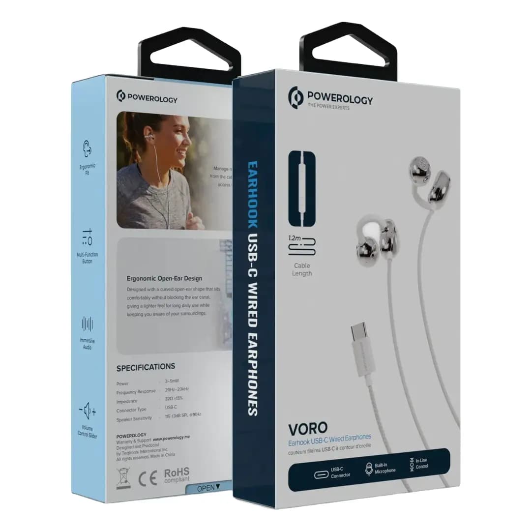 هندزفری سیمی USB-C پاورولوژی Voro Earhook مدل PWCWES12 — تصویر ۷