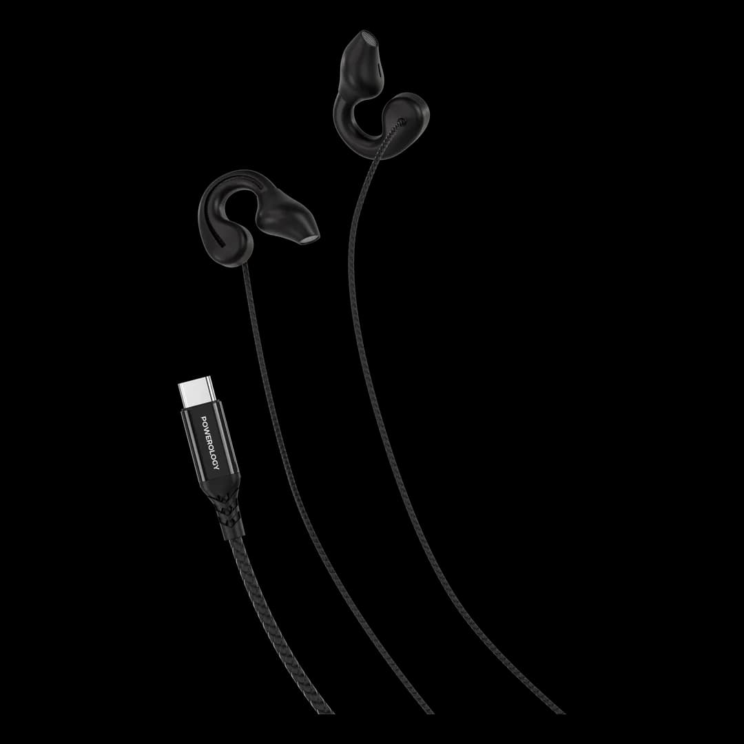 هندزفری سیمی USB-C پاورولوژی Voro Earhook مدل PWCWES13BK — تصویر ۲