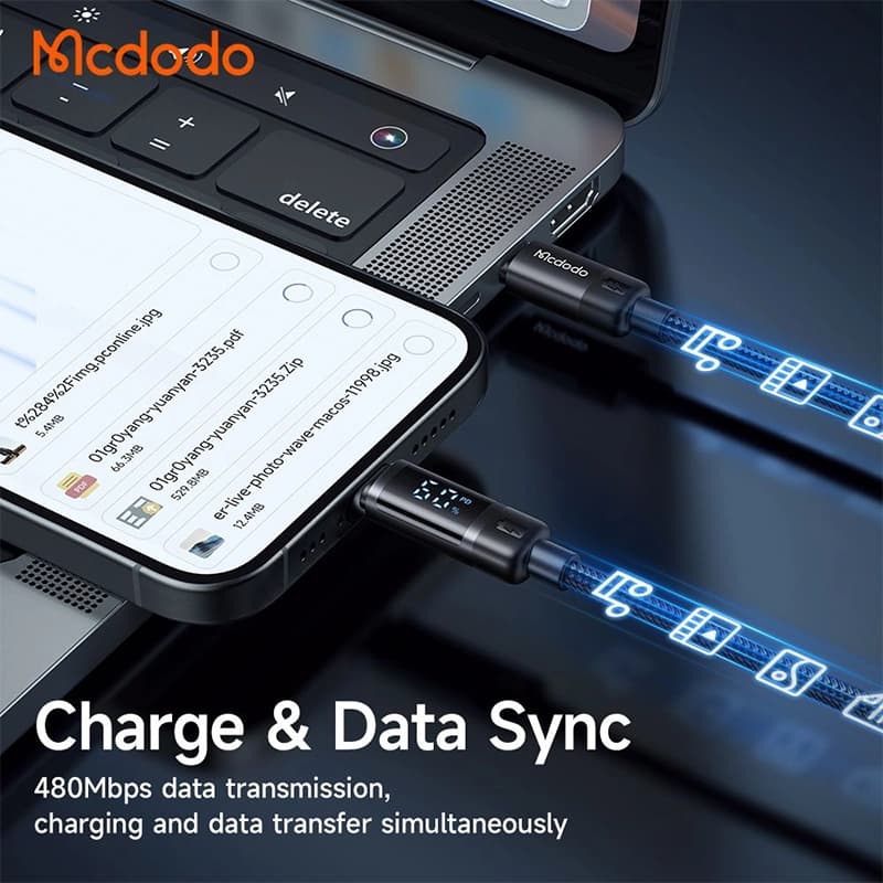 کابل شارژ سریع تایپ سی به تایپ سی 60 وات مک دودو مدل MCDODO CA-5780 — تصویر ۵