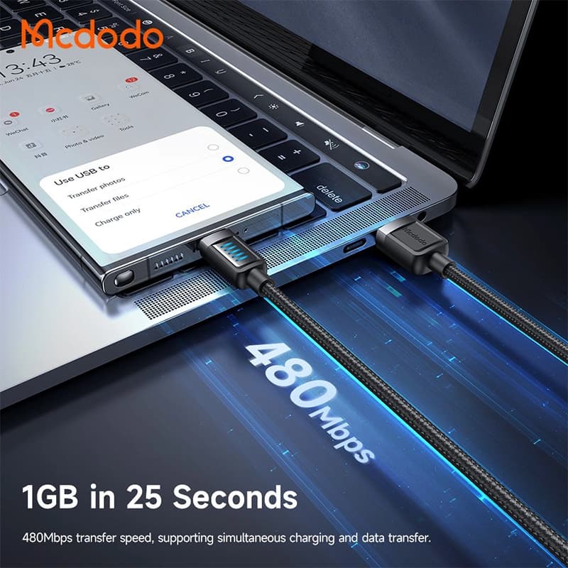 کابل شارژ سریع USB به تایپ سی 6 آمپر مک دودو مدل MCDODO CA-0330 نمایشگردار — تصویر ۴