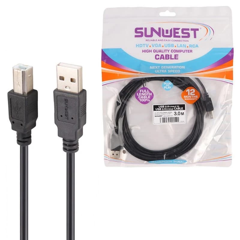 کابل پرینتر سان وست Sunwest طول 3 متر — تصویر ۵