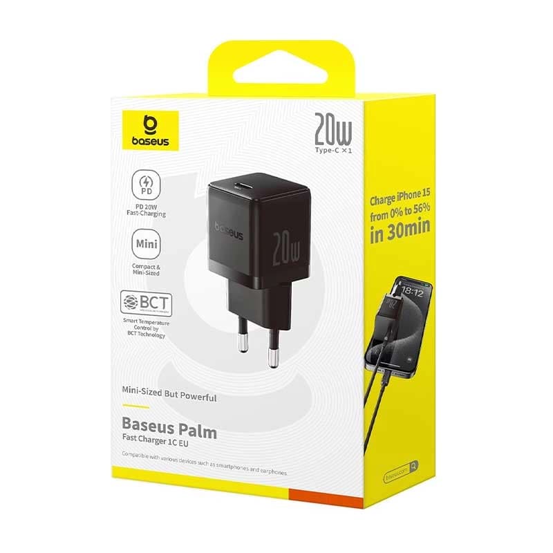 شارژر دیواری 1 پورت باسئوس 20 وات مدل Palm 1C — تصویر ۳
