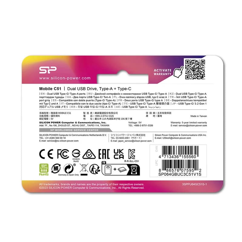 فلش 128 گیگ سیلیکون پاور Silicon Power Mobile C51 OTG Type-C USB3.2 — تصویر ۶