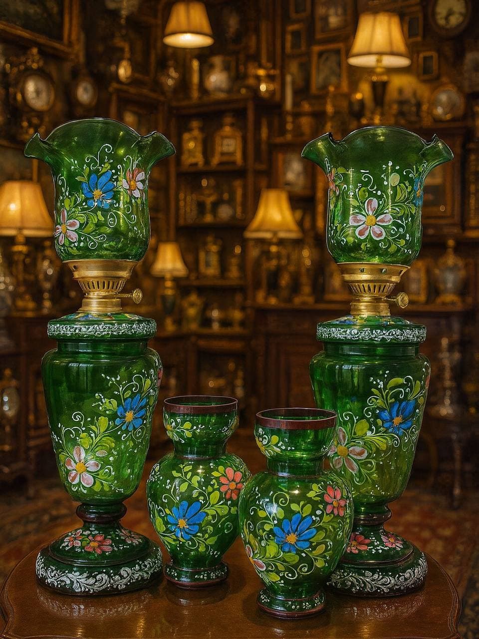 لاله و گلدان دوپوست سبز نقاشی‌دست