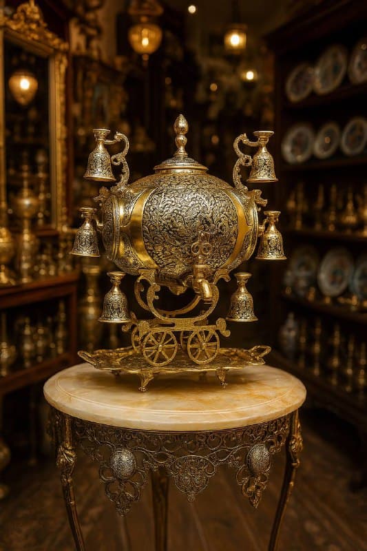 شراب‌خوری برنجی آنتیک دو نیم‌لیتری اصیل — تصویر ۲