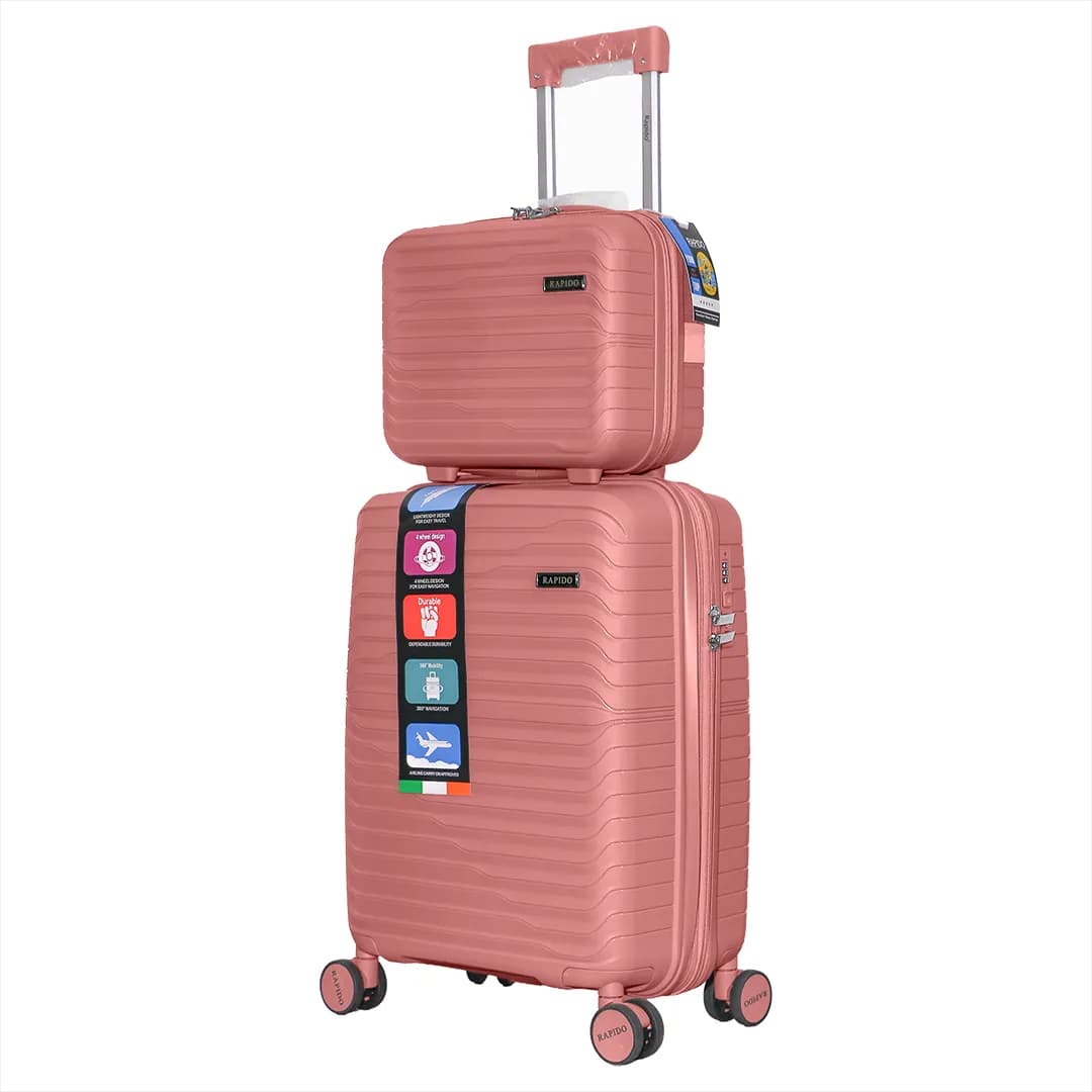 چمدان Rapido مدل R-40371-SX سایز کوچک به همراه چمدان لوازم آرایشی