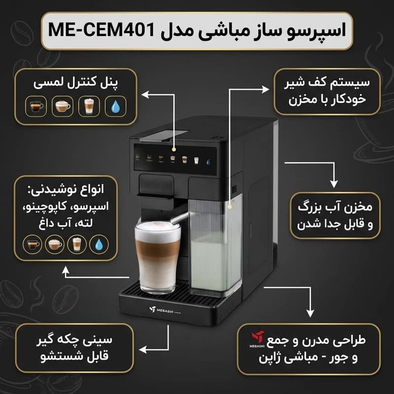 اسپرسوساز مباشی مدل ME-CEM401 — تصویر ۵
