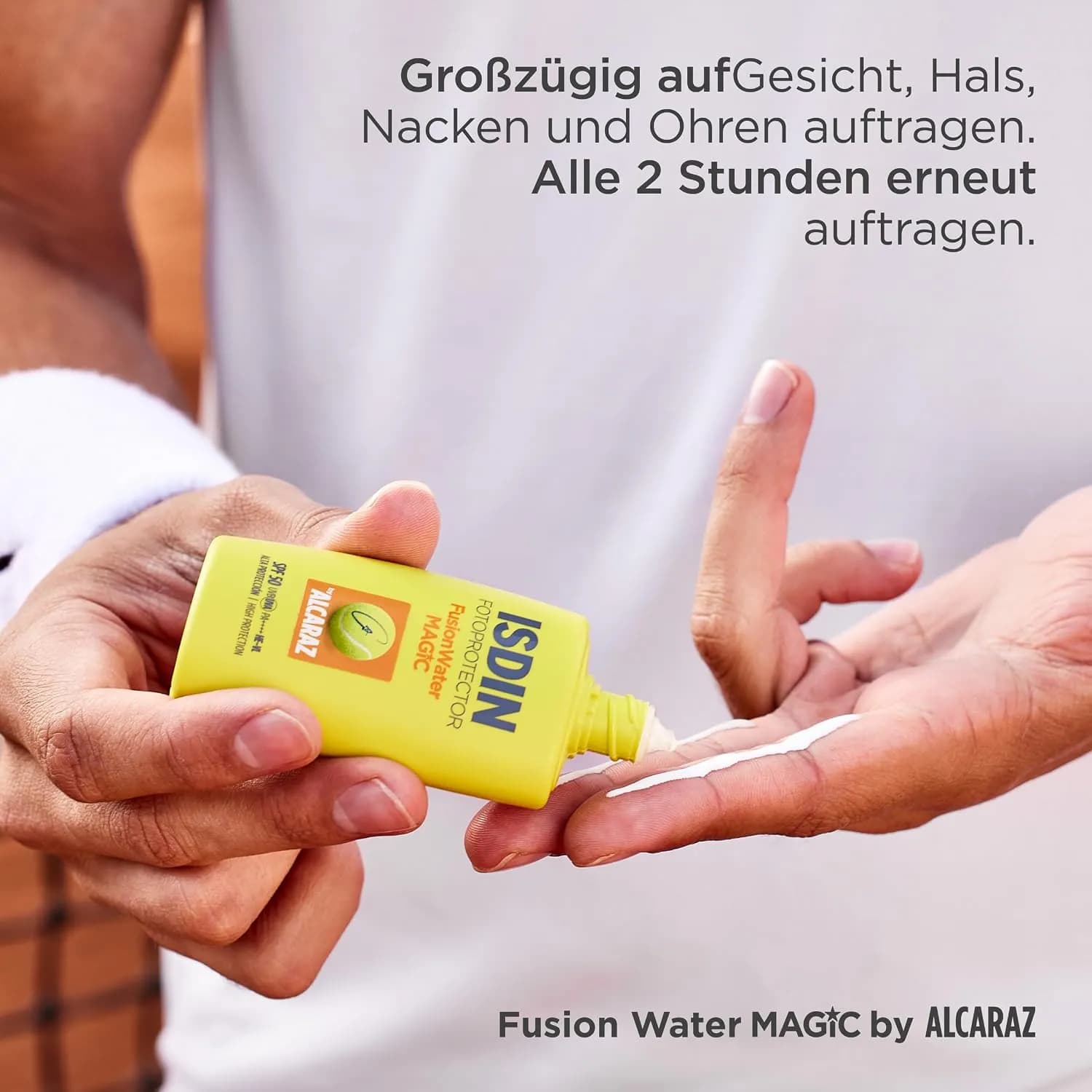 ضد آفتاب فیوژن واتر مجیک آلکاراز SPF 50 بی رنگ ایزدین ۵۰ میلی‌لیتر — تصویر ۴