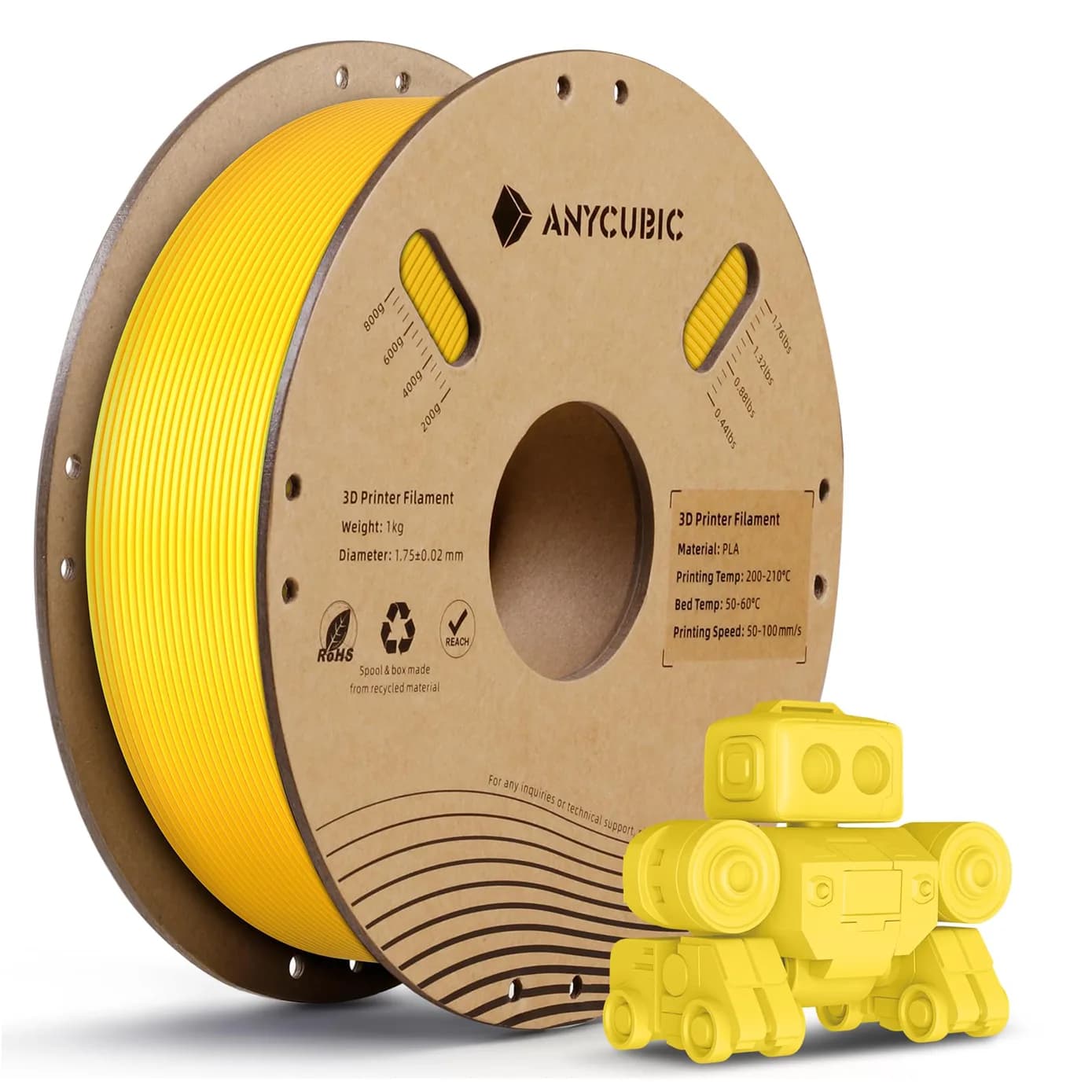 فیلامنت انیکیوبیک (anycubic) سرعت بالا High Speed زرد — تصویر ۲